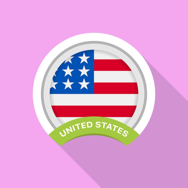 Flag of USA round icon or badge United States circle button American national symbol