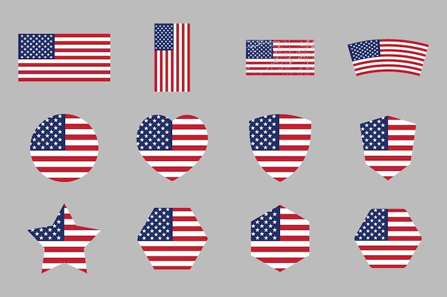 Flag of USA Set original and simple United states flag Bundle vector illustration of American flag