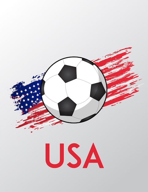 Flag of USA with soccer ball as a background