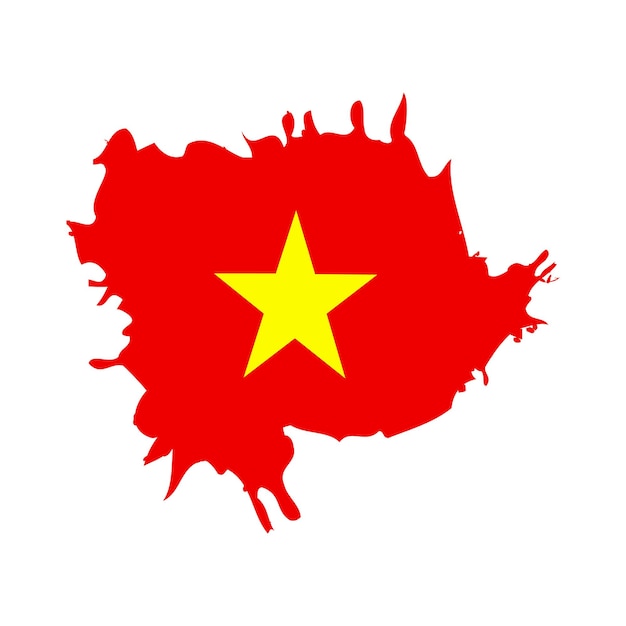 Flag of Vietnam Hand drawn illustration style with grunge effect and watercolor