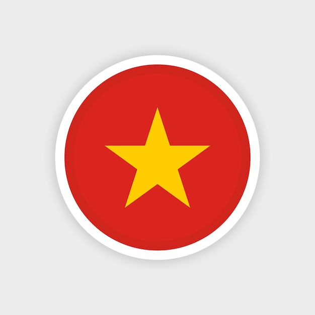 Flag of Vietnam with circle frame and white background