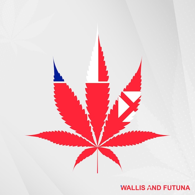 Flag of Wallis and Futuna in Marijuana leaf shape The concept of legalization Cannabis in Wallis and Futuna