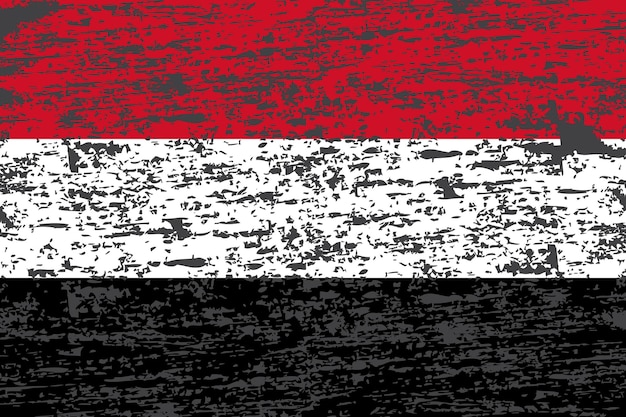 Flag of Yemen. In the style of grunge effect and watercolor.