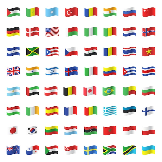 Vector flags of all countries set national symbols collection