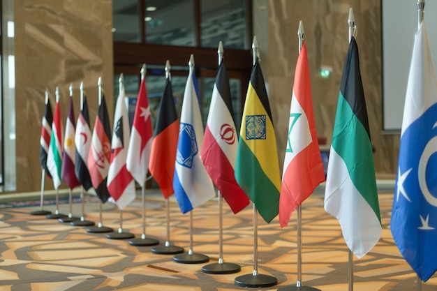 Vector flags representing the countries flag plaza is a new public space in doha initiated by the years