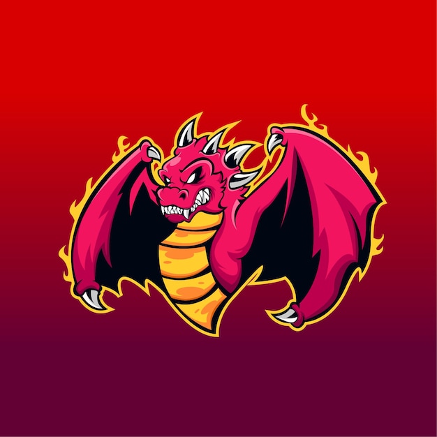 Flame Dragon esport Mascot Logo Illustration