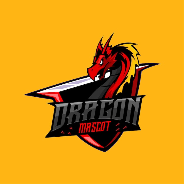 FLAME DRAGON MASCOT LOGO VECTOR ILLUSTRATION