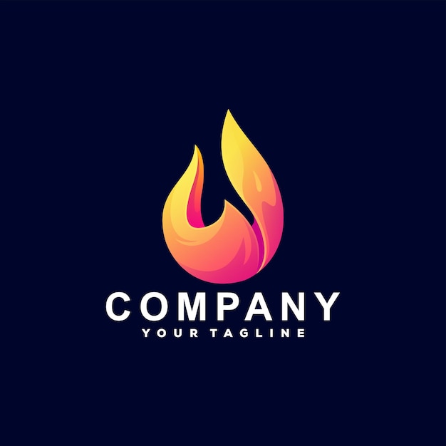 Flame fire gradient logo design