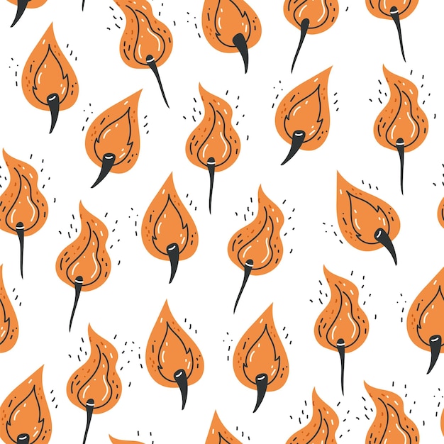 Flame fire seamless doodle abstract pattern background design element illustration