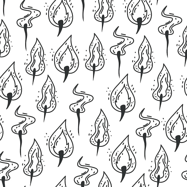 Flame fire seamless doodle abstract pattern background design element illustration