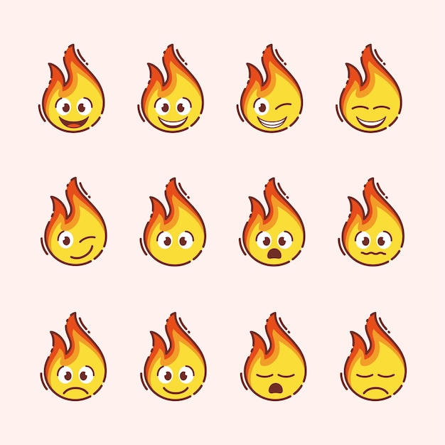 Vector flame head emoticon