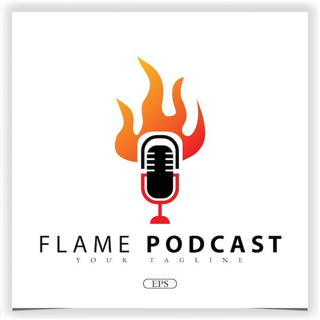 Flame podcast logo premium elegant template vector eps 10