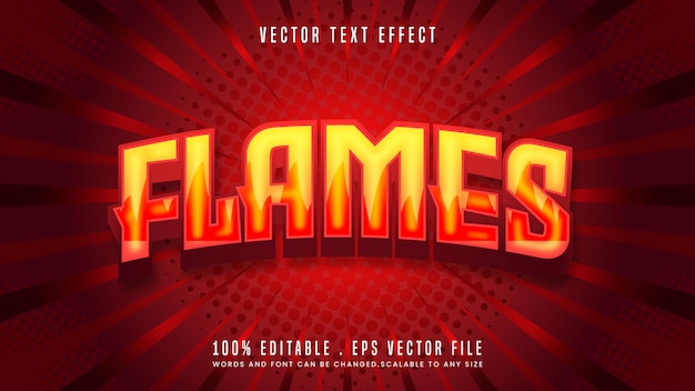 Flames 3d editable text effect font style