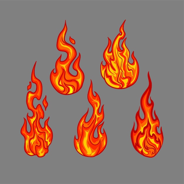 flames set collection vector