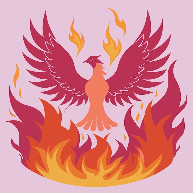 a flaming eagle with a red flame and a pink background