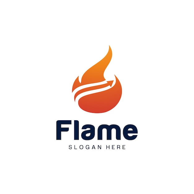 Flaming fire logo set combination with arrows