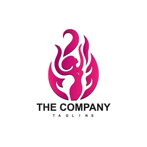 Vector flaming lady logo vector illustration