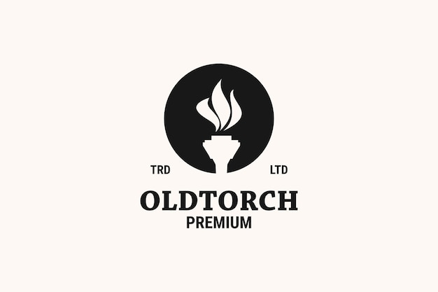 Flaming old torch vector logo design