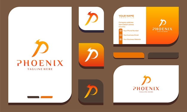 Flaming Phoenix Logo design and business card template