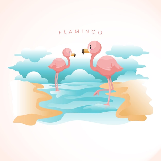 Flamingo on the Beach