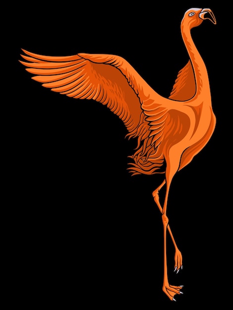 Flamingo Bird Illustrator Vector Design For Elements, editable colors