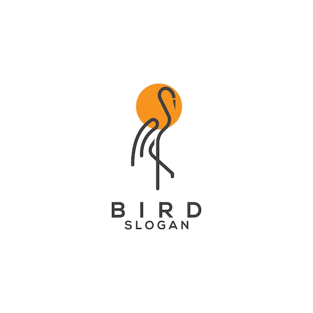 Flamingo bird Logo With Black Simple Lines