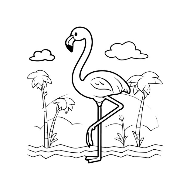 Vector flamingo coloring pages flamingo outline vector for coloring book