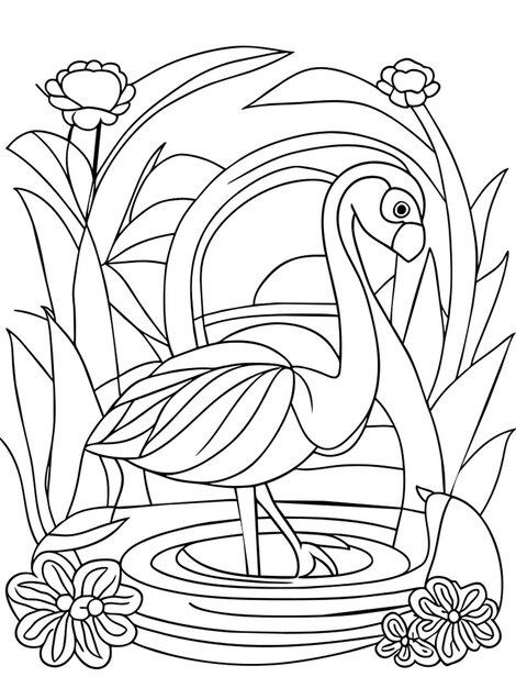 Vector flamingo coloring pages printable adult flamingo printable coloring pages a tropical paradise