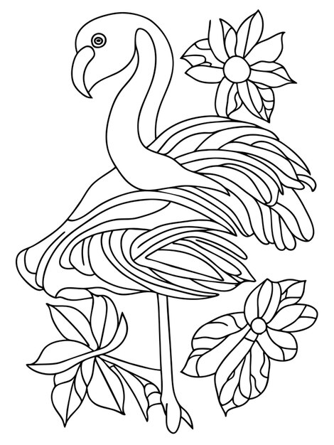 Vector flamingo coloring pages printable adult vector illustration line art