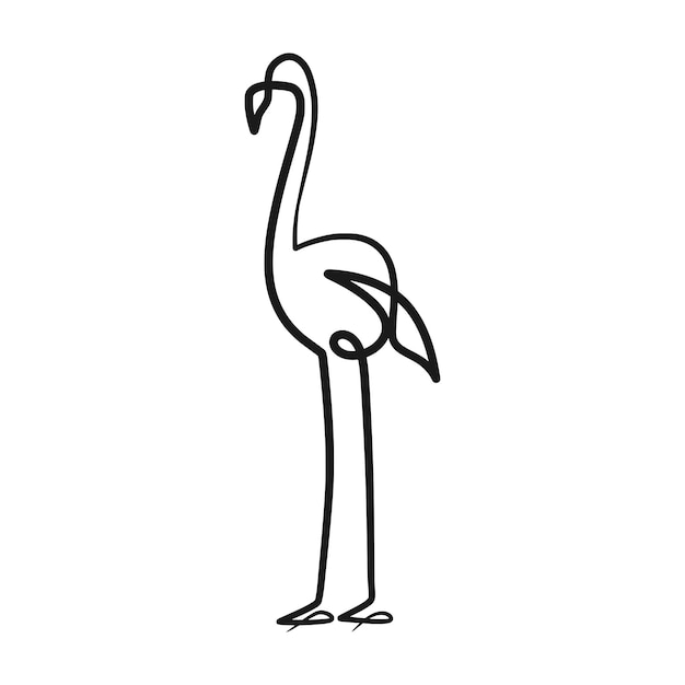 Flamingo continuous one line art drawing