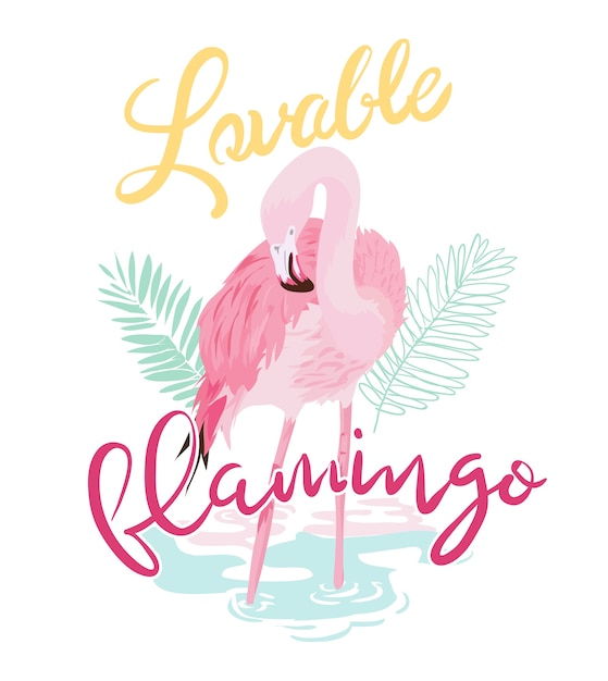 flamingo illustration in pastel color