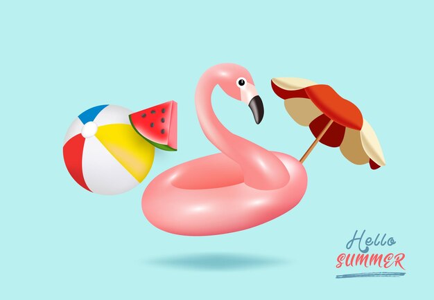 Vector flamingo inflatable toy illustration vector