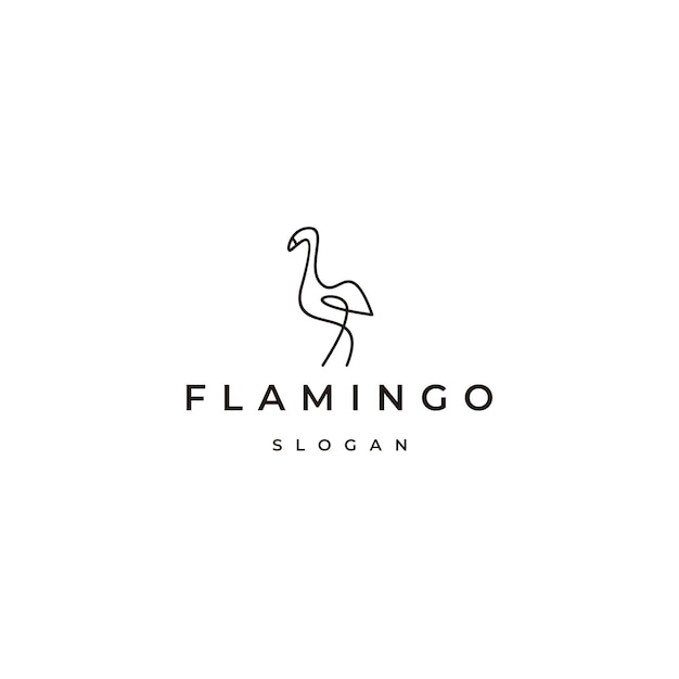 Flamingo line art logo design template