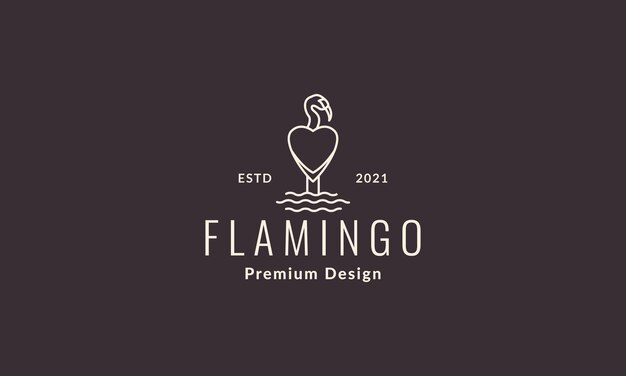 Flamingo lines with love logo design vector symbol illustration graphic