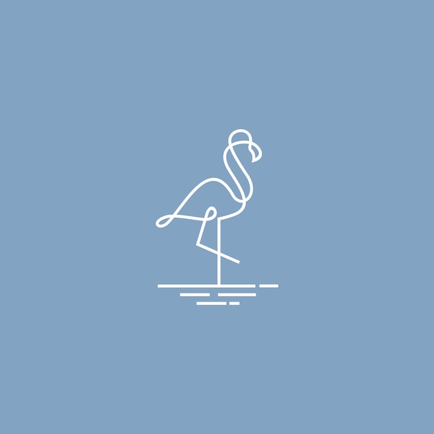 Flamingo logo vector icon line illustration