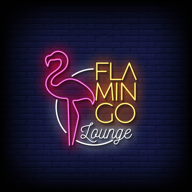 Flamingo Lounge Neon Signs Style Text Vector