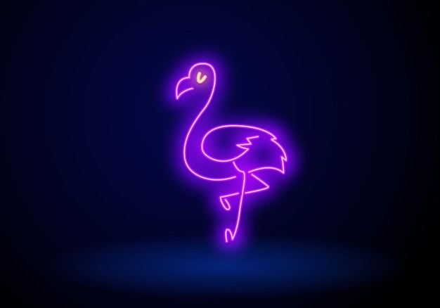 Flamingo neon wall sign template isolated on transparent background summer tropical signboard or lig