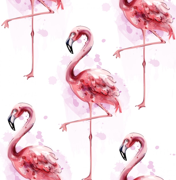 Flamingo pattern watercolor