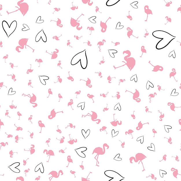 Flamingo seamless pattern on polka dots background Flamingo vector background design for fabric and decor