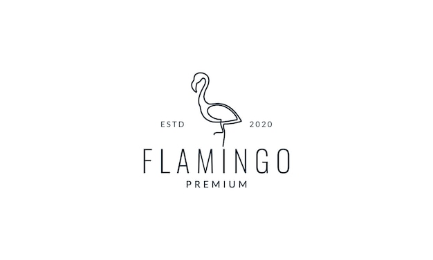 Flamingo stand up line minimalist logo vector illustration design