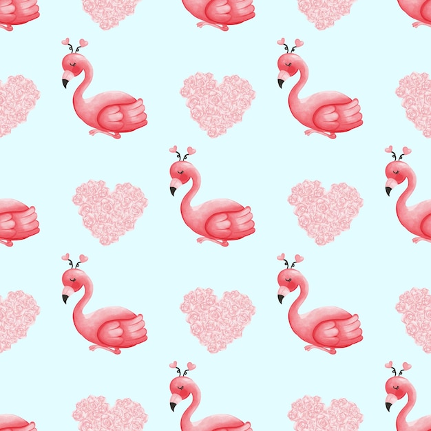 Flamingo Valentine Seamless pattern Valentine and Love background