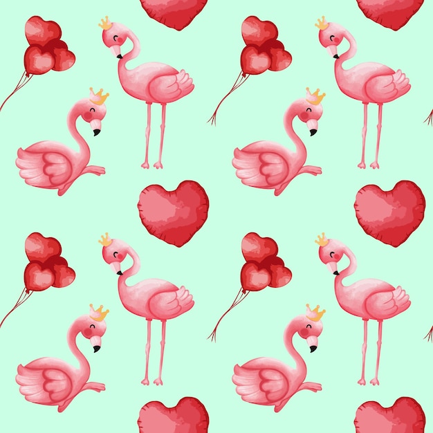 Flamingo Valentine Seamless pattern Valentine and Love background