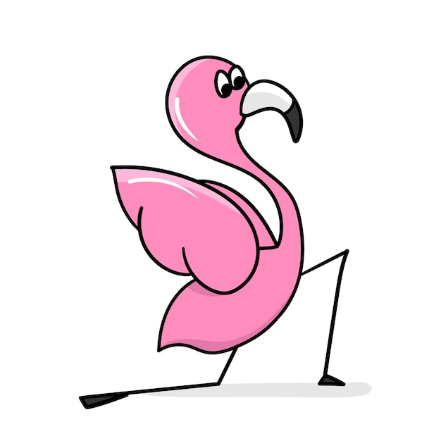 Flamingo yoga Cartoon flamingo isolated on white background Vector