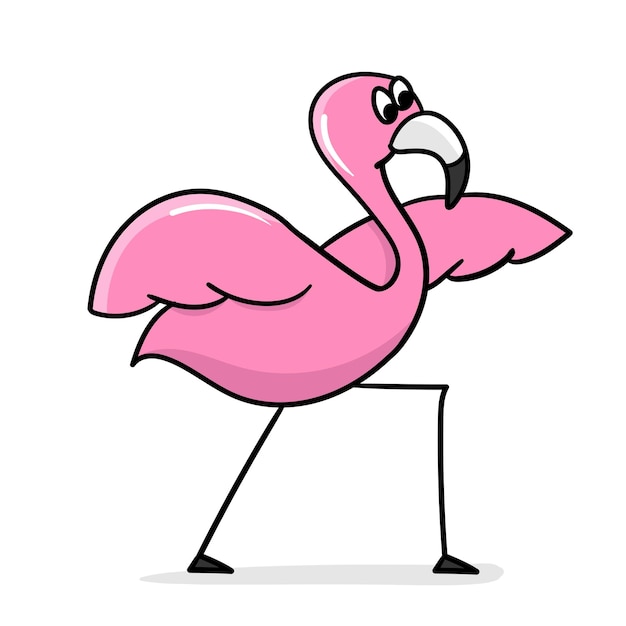 Flamingo yoga Cartoon flamingo isolated on white background Vector