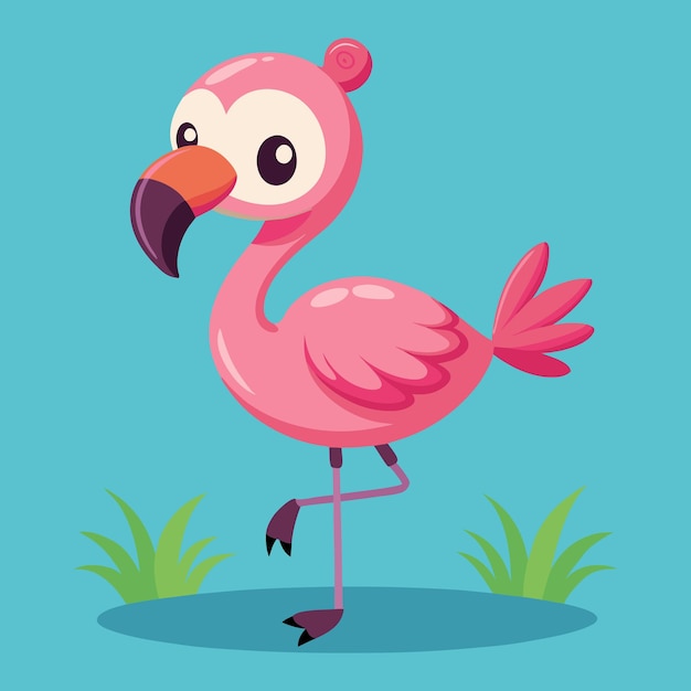 Vector flamingoincartoonstyleisolatedonwhitebackgr