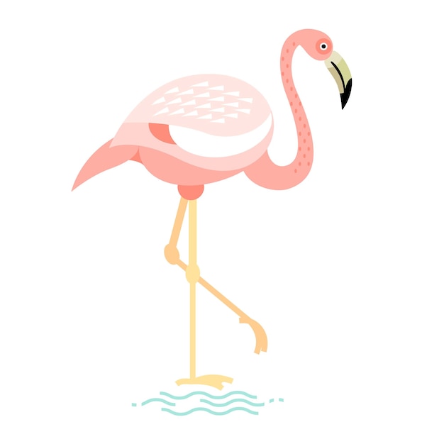 Flamingos Bird on White Background Vector Icon Decorative Illustration