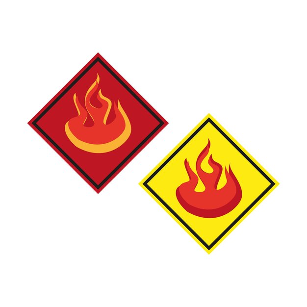 Vector flammable hazard symbols fire danger warning signs safety and caution labels vector illustration