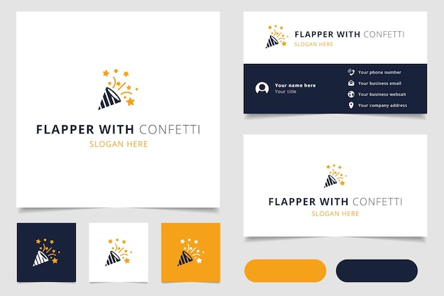 Flapper with konfetti logo design with editable slogan