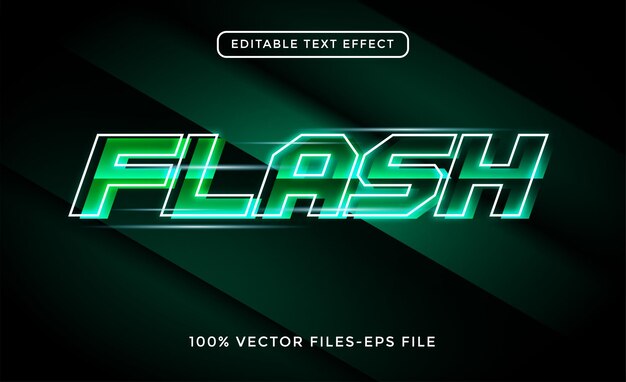 Flash 3d text neon effect Premium Vector