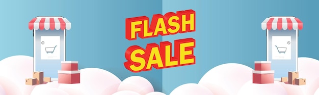 flash and big sale on phone banner web shopping online advertising retail discount price